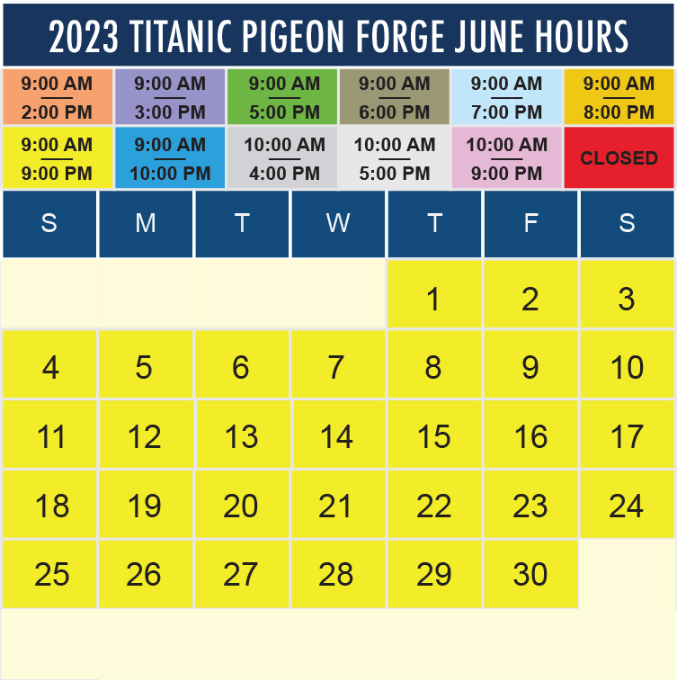 Titanic Pigeon Forge June 2023 hours